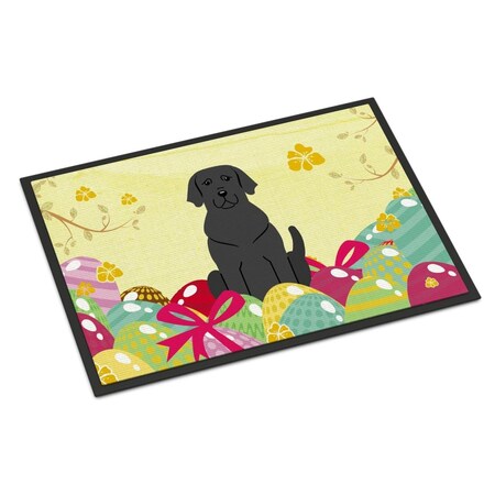 Carolines Treasures 24 x 36 in. Easter Eggs Black Labrador Indoor or Outdoor Mat BB6057JMAT